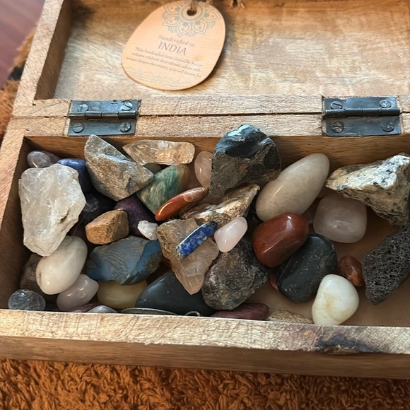 Handcrafted Wooden Storage Box with Tree Design 7.5 Inches Wide x 3 inches Tall - Picture 2 of 3